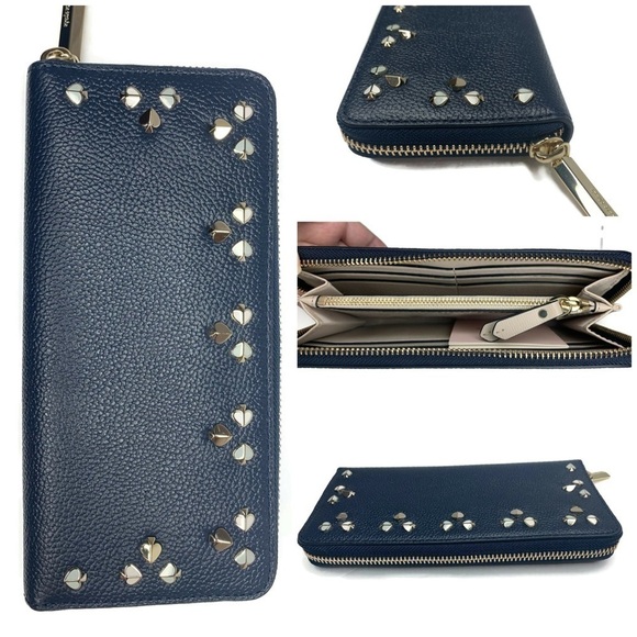 Kate Spade Navy Rivet Leather Wallet Full-Sized - Picture 2 of 3